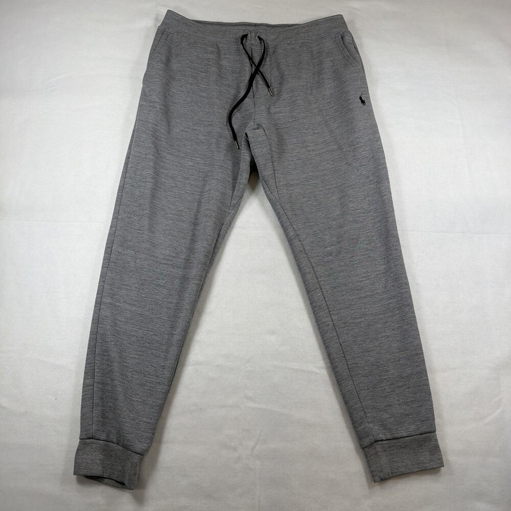 Polo Ralph Lauren Mens Heather Grey Drawstring Jogger Pants Logo Size Large